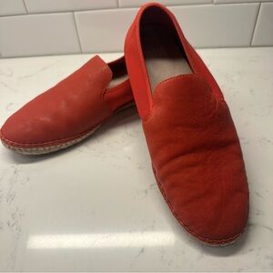EILEEN FISHER  women’s red slip-on leather front and back mesh loafers.